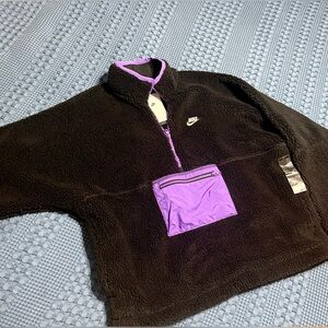 Nike black and purple fleece quarter zip
